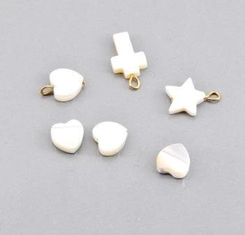 Buy Bead natural white shell heart 8x8mm, hole 0.8mm (5)