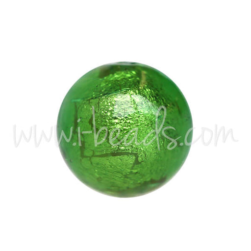 Buy Murano bead round green and gold 8mm (1)