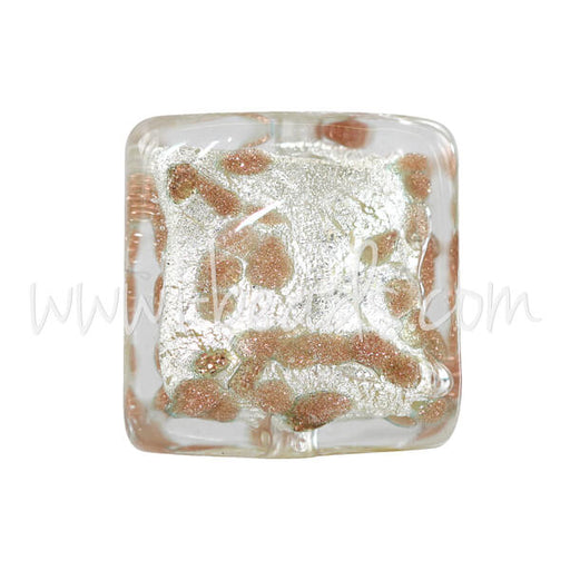 Murano bead square gold and silver 10mm (1)