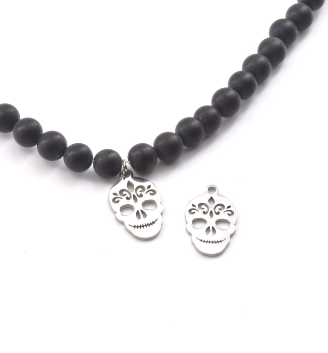 Medal Charm Pendant Skull Stainless Steel steel color18x10.4x1mm (1)