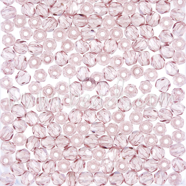 Czech fire-polished beads light amethyst 3mm (50)