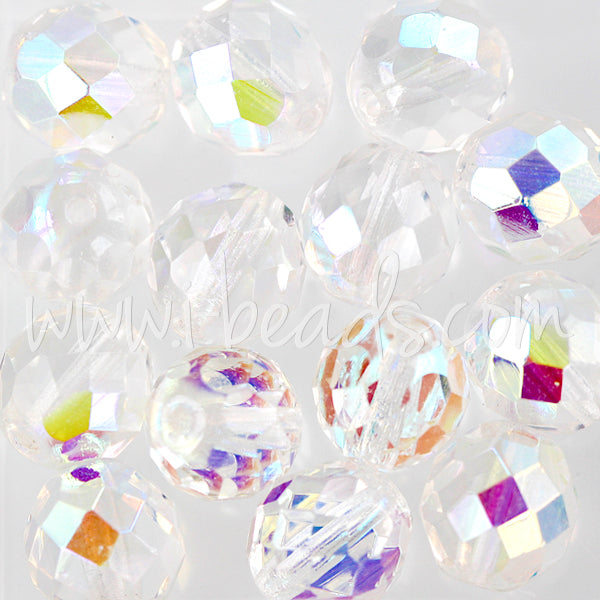 Czech fire-polished beads crystal ab 10mm (25)