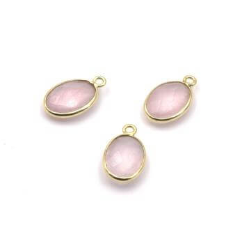 Buy Rose Quartz bezel pendant set with vermeil 16x12mm (1)