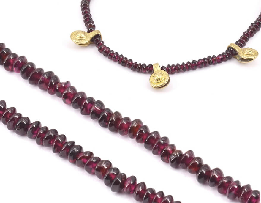 Heishi bicone Beads chips GARNET- 5mm - hole 0.5mm, 33cm (1 strand)