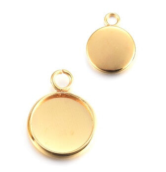 Buy Stainless Steel Round Pendant setting for cabochon 10mm GOLD (2)