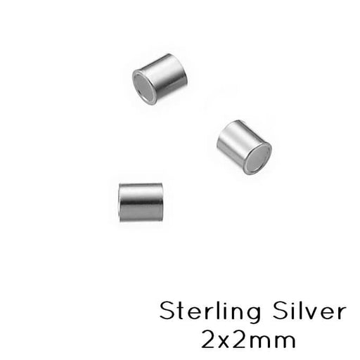 crimp bead sterling silver 2x2mm-int diam : 1.4mm (10)