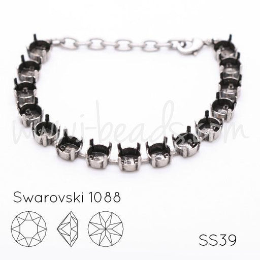 Bracelet setting for 15 Swarovski 1088 SS39 antique silver plated (1)