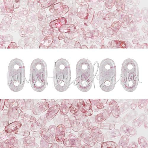 2 holes CzechMates Bar 2x6mm Luster Transparent Topaz Pink (10g)