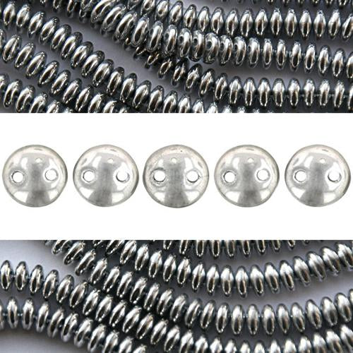 2 holes CzechMates lentil silver 6mm (50)