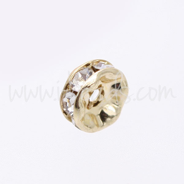 Rhinestone rondelle crystal on metal gold finish 6mm (2)