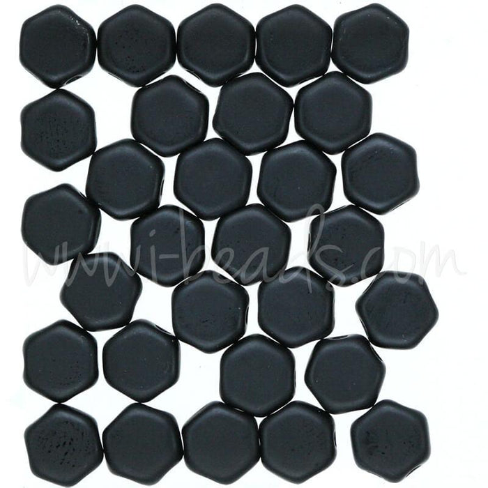 Honeycomb beads 6mm jet matte (30)