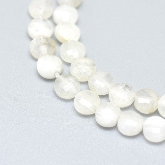Moonstone flat round facetted beads 3.5-4mm hole: 0.6mm (20)