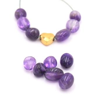 Nuggets beads, Natural Amethyst 7-8mm hole 1mm(10)