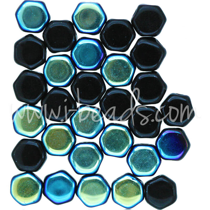 Honeycomb beads 6mm jet ab (30)