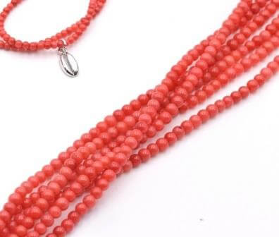 Bamboo coral dyed round beads 3mm 1 strand 124 beads red-orange (1 strand)