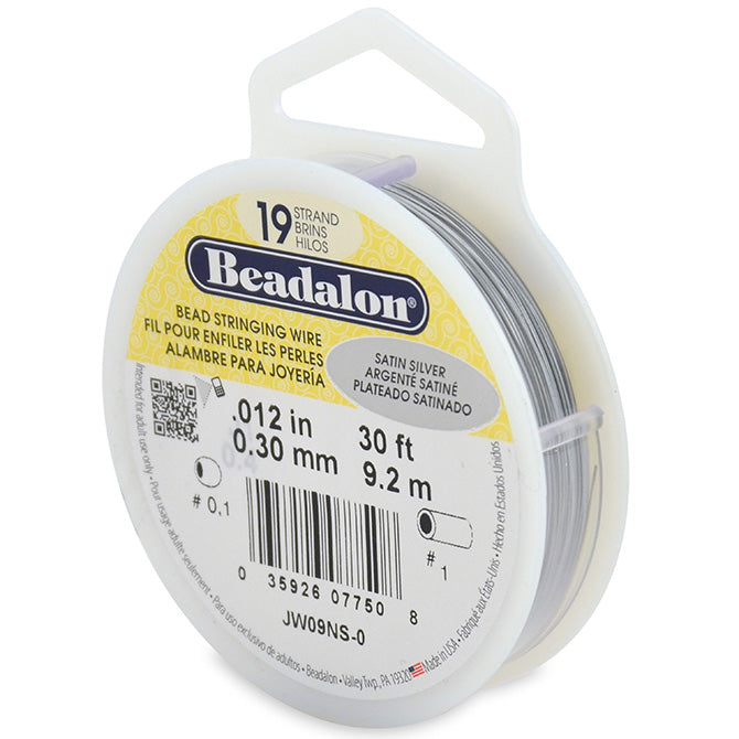 Beadalon bead stringing wire 19 strands satin silver 0.30mm, 9.2m (1)