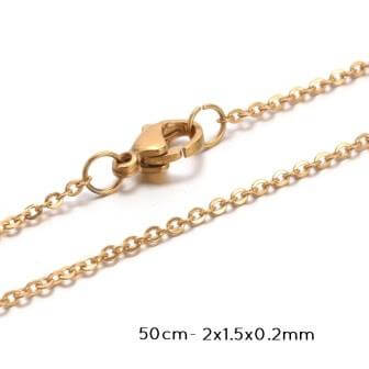Stainless Steel Cross Chain Necklace, with Clasp, steel GOLD 50cm 1.8mm (1)