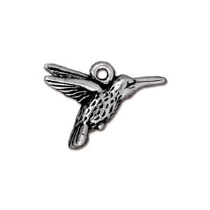 Hummingbird charm metal antique silver plated 14mm (1)