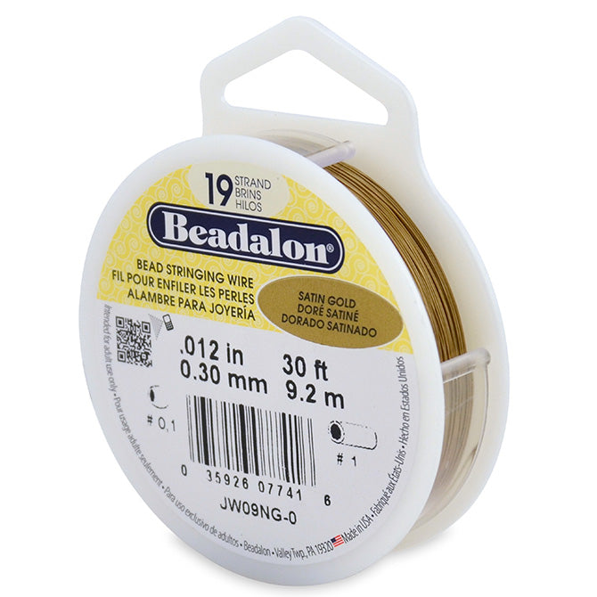 Beadalon bead stringing wire 19 strands satin gold 0.30mm, 9.2m (1)