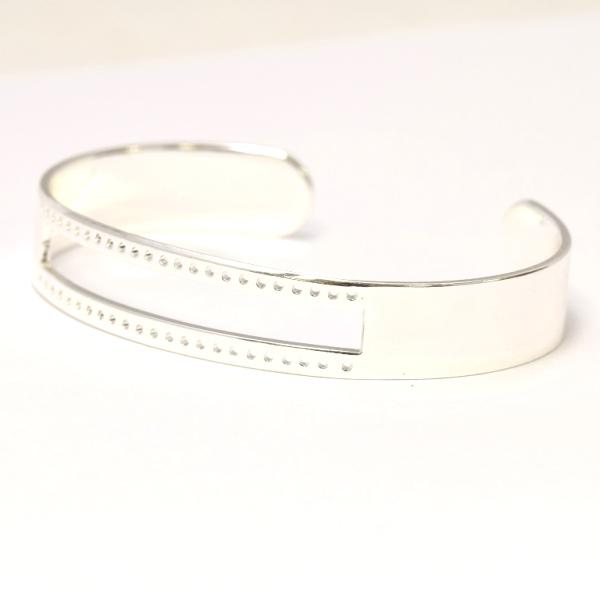 Adjustable bangle colour silver plated 60 mm diameter for seedbead sewing TOHO or Miyuki