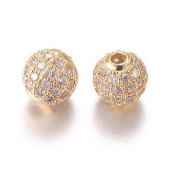 Zirconia round Bead Brass golden plated 6x1.5mm (1)