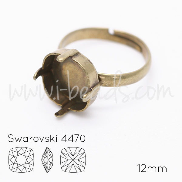 Adjustable ring setting for Swarovski 4470 12mm brass (1)