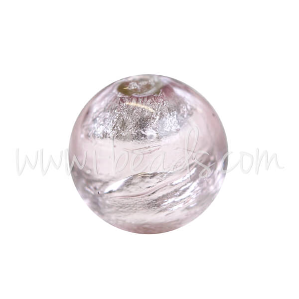 Murano bead round amethyst and silver 8mm (1)