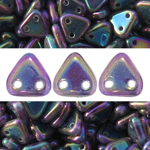 2 holes CzechMates triangle tanzanite iris 6mm (10g)