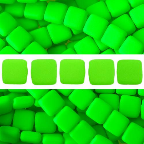 2 holes CzechMates tile bead Neon Green 6mm (50)