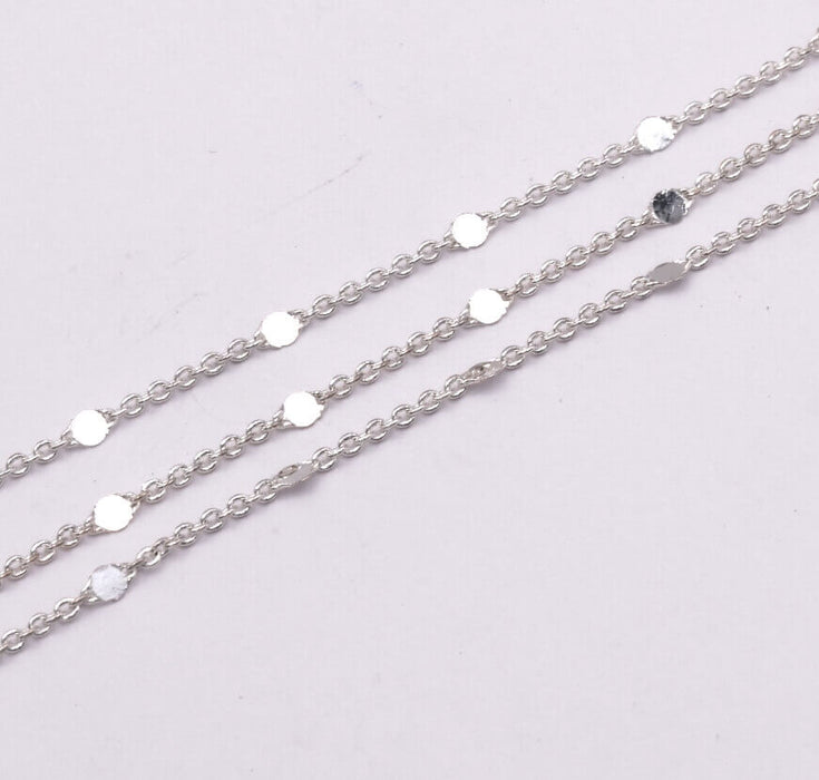 Fancy chain colour silver plated quality -flat coin 2mm (50cm)