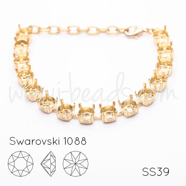 Bracelet setting for 15 Swarovski 1088 SS39 gold plated (1)