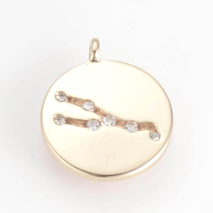 Constellation-zodiac charm brass gold plated and zirconia TAURUS 13x11x1,5mm -sold per 1 unit