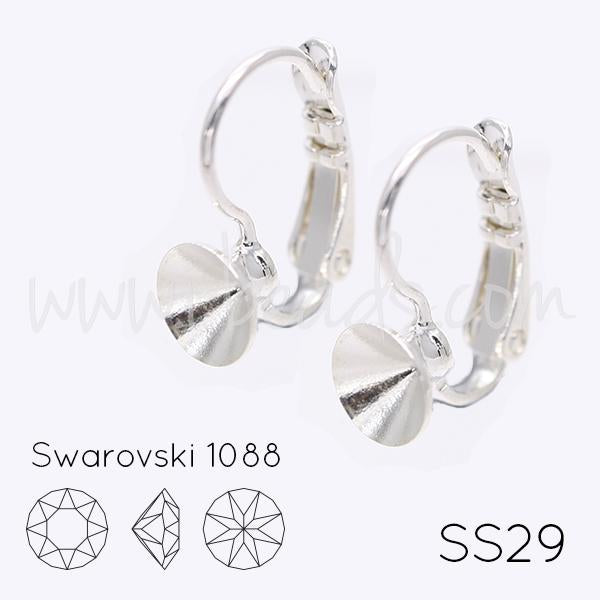 Cupped earring setting for Swarovski 1088 SS29 silver plated (2)