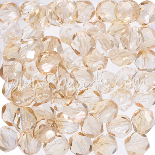 Czech fire-polished beads luster transparent champagne 6mm (50)