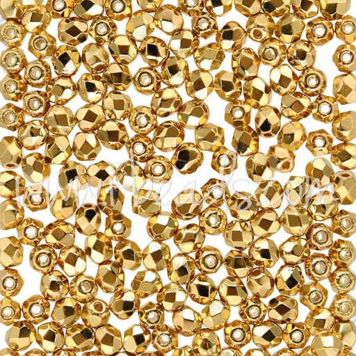 Buy Czech fire-polished beads gold plated 24k 3mm (50)