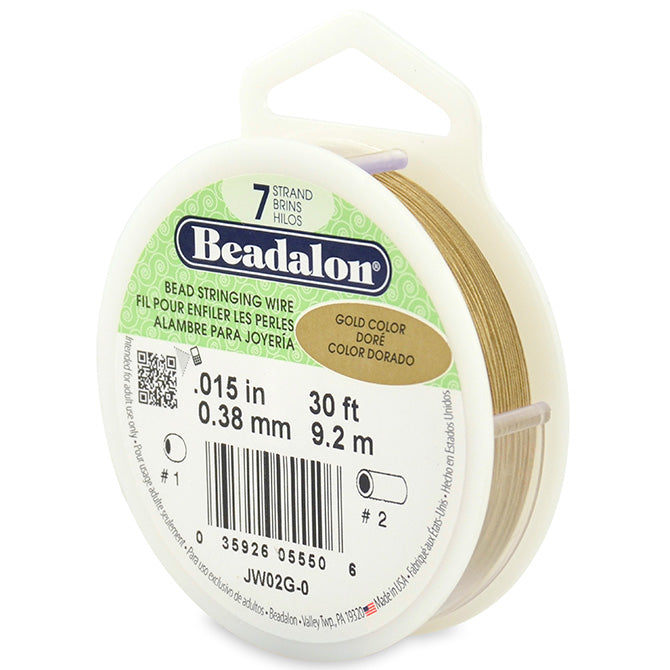 Beadalon bead stringing wire 7 strands metallic gold 0.38mm, 9.2m (1)