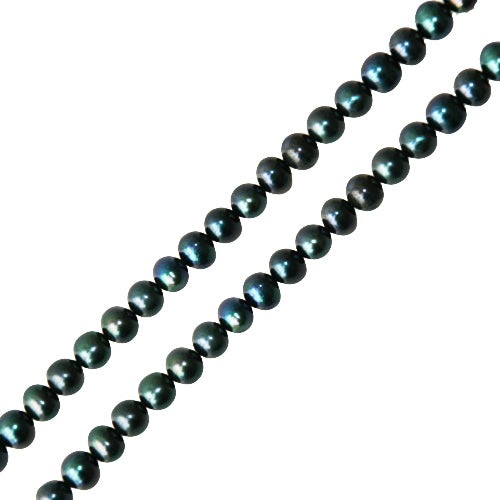 Buy Freshwater pearls potato round shape peacock blue 6mm (1)