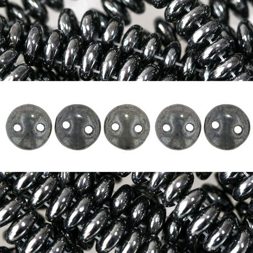 2 holes CzechMates lentil hematite 6mm (50)