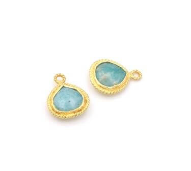 Pendant set in vermeil - drop in Amazonite 10mm (1)