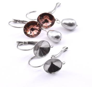 Buy Stainless Steel Leverback Earring Settings - 23x12.5 and loop for Swarovski Rivoli 1122 -12mm (4)