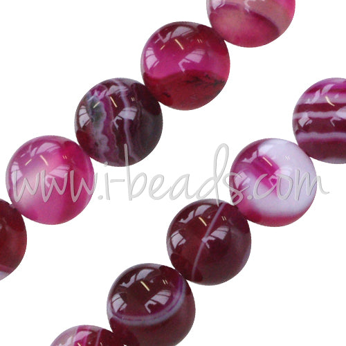 Stripe Agate Pink Round beads 8mm strand (1)