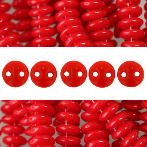 2 holes CzechMates lentil opaque red 6mm (50)