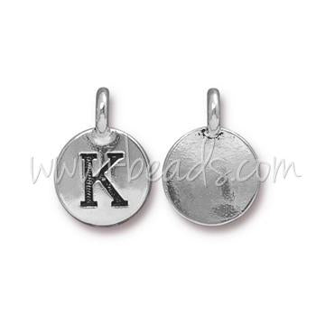 Letter charm K antique silver plated 11mm (1)