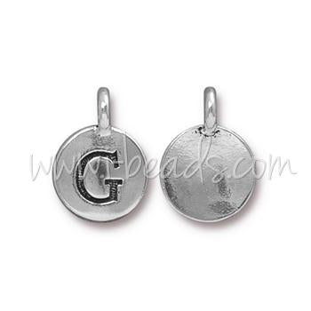 Letter charm G antique silver plated 11mm (1)