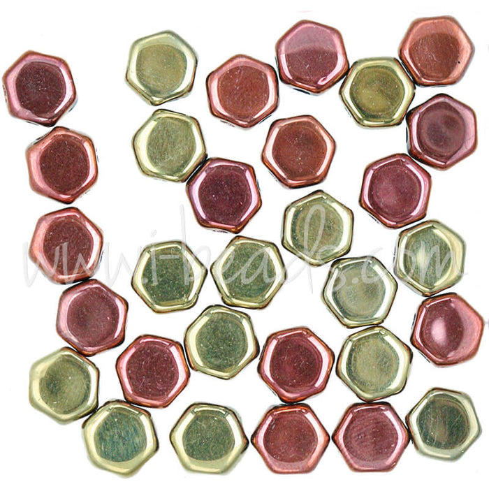 Honeycomb beads 6mm jet calif gold (30)