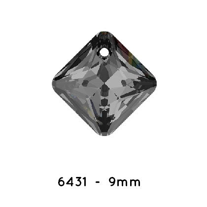 Swarovski 6431 Princess Cut pendant Crystal SilverNight 9mm (2)