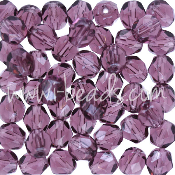 Czech fire-polished beads amethyst 6mm (50)