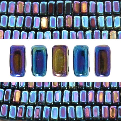 2 holes CzechMates bricks iris blue 3x6mm (50)