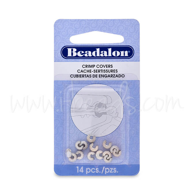 14 Crimp cover sparkle metal silver plated 4mm (1)