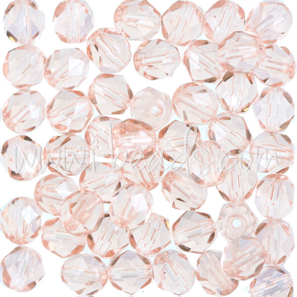 Czech fire-polished beads rosaline 6mm (50)